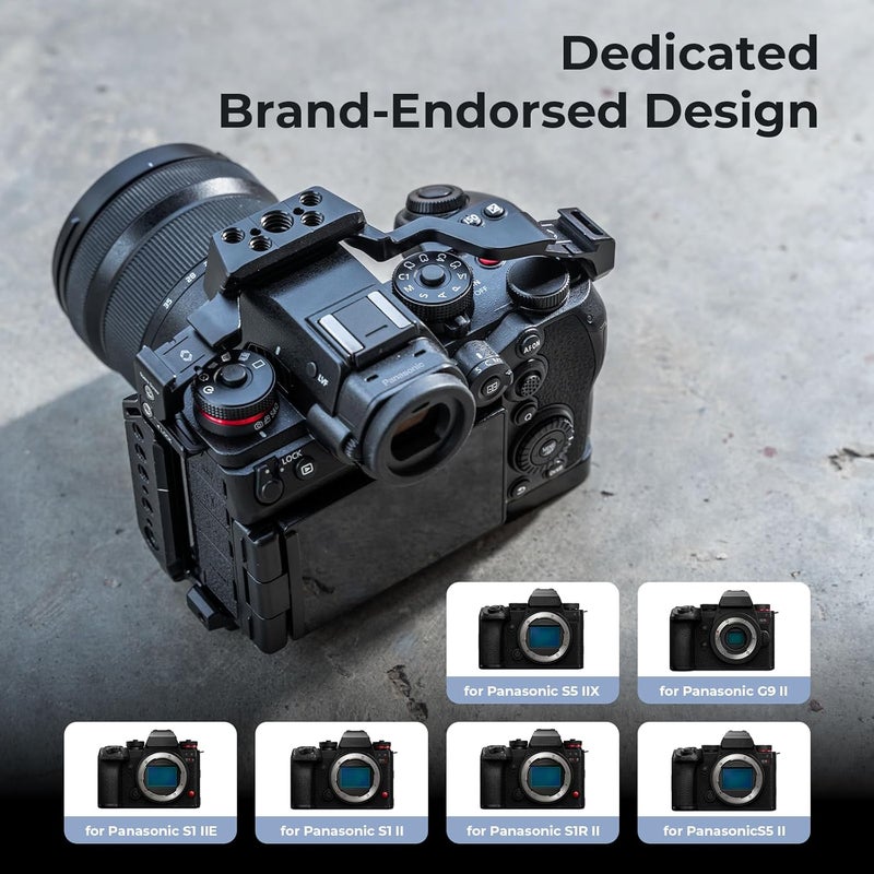 SMALLRIG S1R II / S1 II / S1 IIE Cage for Panasonic LUMIX S1R II / S5 II / S5 IIX / G9 II, Built-in Quick Release Plate for Arca, with 1/4''-20 & 3/8''-16 Threaded Holes, Dual NATO Rails, Cold Shoe - Image 2